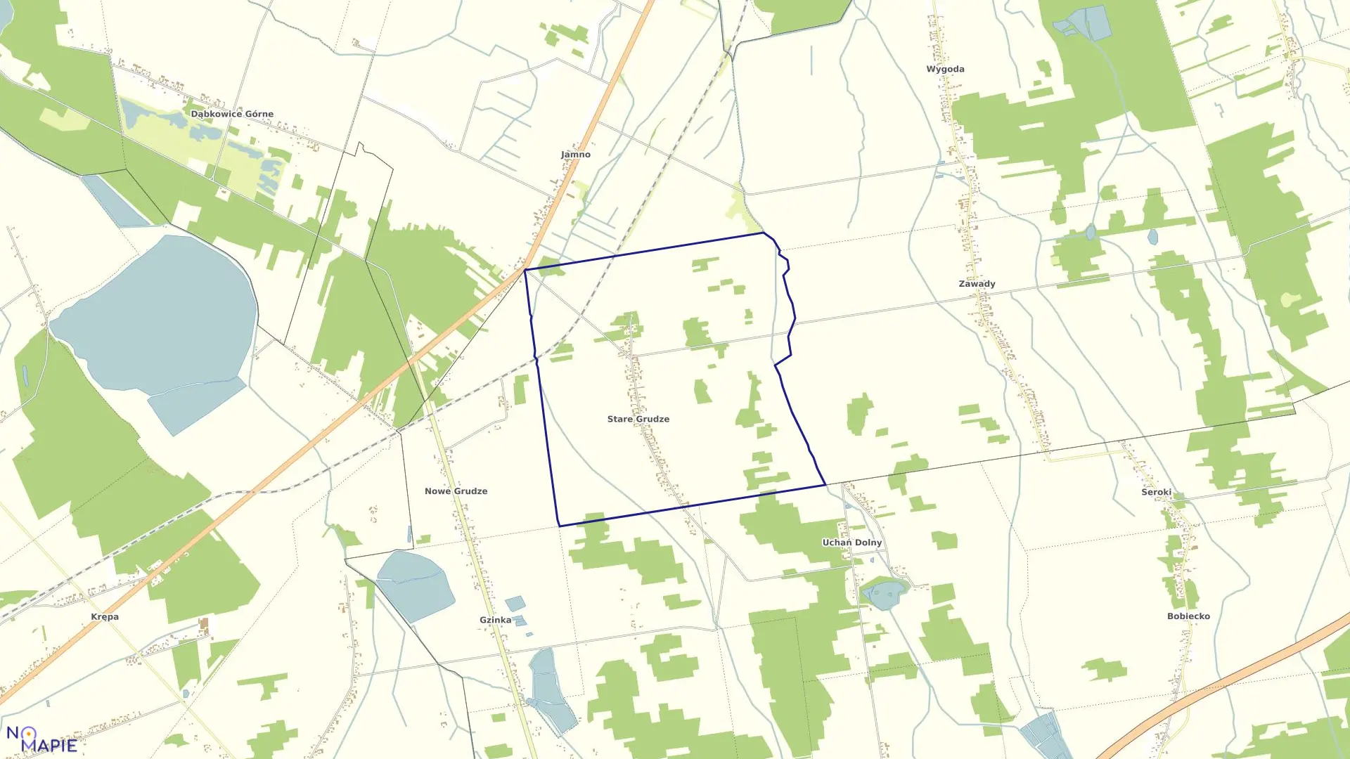 Mapa obrębu STARE GRUDZE w gminie Łyszkowice